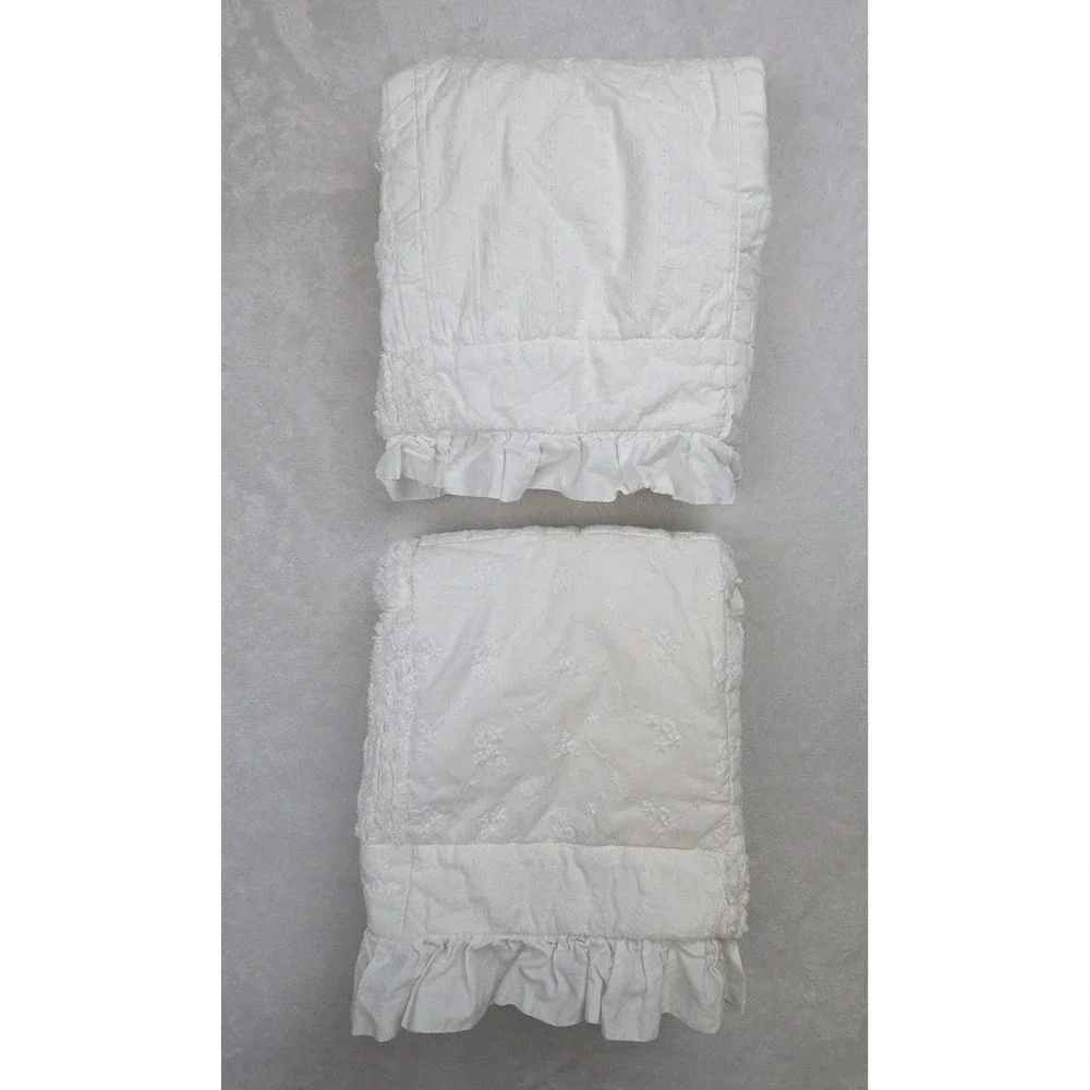 2‎ Simply Shabby Chic White Pillow Shams Patchwork Quilted Standard Set 2010